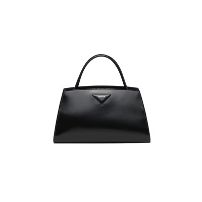 PRADA LEATHER HANDBAG WOMEN'S BLACK 1BA327 (33*18*13.5cm)